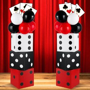 60 PCS Casino Party Boxes بطاقات البوكر البالون 6 PCs 11 بوصة كازينو كبيرة الكازينو الصناديق الصناديق 6 PCS Jumbo Play Cards 48pcs بالونات أبيض وأسود باللونين الأبيض الكازينو لمستلزمات حفلة عيد ميلاد نرد الكازينو