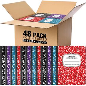 Fulmoon 48 PCS Composition Notebook Reconded College Rood Cover Notebook 30 Sheets/60 Pages for School College Journal Programs الوصفات الفنية 10.12 × 7.2 بوصة ، ملونة