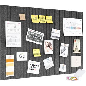 Bostin Bulletin Board 36 "× 24" لوحة كورك كبيرة للوحة الدبوس للدفع للمكتب 6 حزمة DIY صورة الألواح الزخرفية مربعات الجدران للمنزل ، رمادي فاتح
