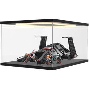 Nynelly Acrylic Display Case for Collectibles, Clear Lighted Display Box for Lego R2D2 75379 , 75304 75349 Star Wars Helmet, Trophy Display Case Assemble Dustproof Figures Showcase, 7.9x7.9x9.8in
