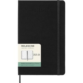 Moleskine Classic 18 شهرًا 2025-2026 مخطط أسبوعي ، غطاء صلب ، كبير (5 "× 8.25") ، أسود ، 208 صفحة