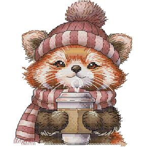 مجموعات غرزة Cross Cross المختومة - مجموعة كاملة من التطريز للمبتدئين أو البالغين ، 14 CT 2 خيوط DIY Little Panda craft Craft 7.5 × 8.7 بوصة