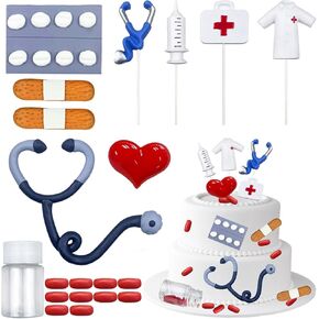 25 PCS Cake Cake Topper تمريض كب كيك أدوات القبعات العليا لـ RN Doctor Nurse Week Week Supplies Supplies
