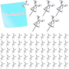 60pcs دبابيس دفع gaint ، دبابيس دفع جامبو كبيرة ، دبابيس الدفع الواضحة للخدمة الثقيلة ، إبهام الكبرى للجدار الطويل ، معلقة ، لوحة الفلين نشرة ، لوحة قماش (Clear)
