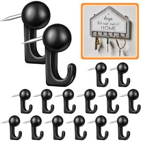 50 PCS Push Pin Hooks ، Cork Bulletin Board Hooks Hooks Thumbtack Hooks for Wall Hook ، Hanging Jewelry ، Cork Board ، Bulletin Board ، Christmas Decors (Black)