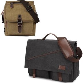 حقيبة رسول كمبيوتر محمول للرجال ، مقاومة للماء Satchel 15.6 بوصة محمول حقائب كمبيوتر محمول وحقيبة كتف صغيرة بنية صغيرة