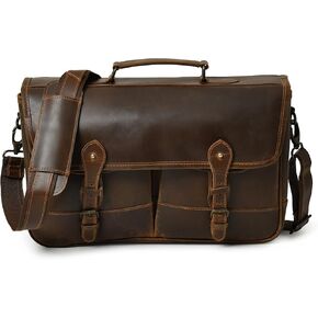 Jajmo Legacy Leather Laptop Messenger Bag | Leather Shoulder Bag | Briefcase Work Bag | Fits upto 15" | Brown