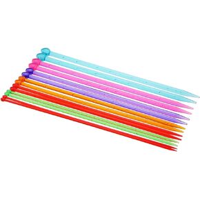 Caishun 14pcs إبر البلاستيك البلاستيكية متعددة الألوان 36 سم إبر أكريليك ملونة إبر مكتنزة حبكات وشاح سترة الستار