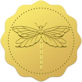 WADORN 100PCS Dragonfly Gold Resils ، 2 بوصة الحشرات موضوعات الذهب الأظرف الأختام Dragonfly Animal Round Self Resermsive Seal Seal Labels للدعوة