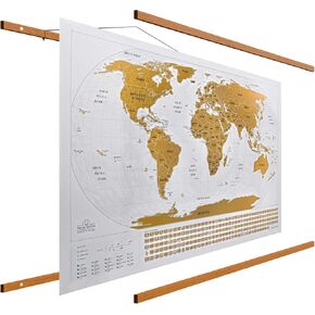 Travelization 36 "إطار شماعات الملصقات المغناطيسية + 36x24 Scratch Off World Map Set Original Set