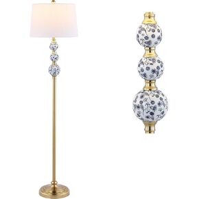 JONATHAN Y JYL3093A Tavira 62.5" Classic Midcentury Iron LED Floor Lamp Farmhouse Shabby Chic Standing Reading Lamp for Bedroom Living Room Office LED Bulb Included, Brass Gold