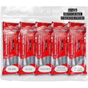 Gift for Her 7'' Incense Sticks - Variety Set 500 Pack - 11 inch - 7Bundles 100 Sticks Per Fragrance Scent. Set Features Desire, Pussy, Obsession, Lick Me All Over, Black Women Type