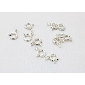 10 PCS 925 Sterling Silver Spring Ring Clasp Clasp-Ring 7 مم مصنوع في إيطاليا عن طريق الأسلاك الحرفية