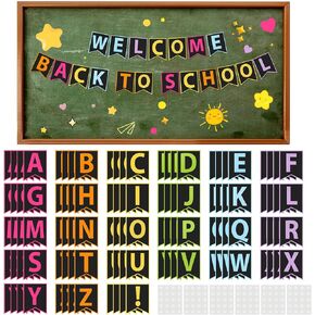 120 Pcs Bulletin Board Letters with 300 Adhesive Dots 6.6 Inches ABC Alphabet Poster Classroom Decor Set Poster Board Decorations for Cutout Display Home Preschool School Whiteboard Classroom