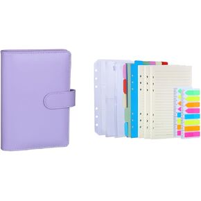 Antner A6 PU Leather Notebook Bindle Bundle | 3 Pack A6 إعادة ملء ورقة ، 2 Pack 160pcs علامات صفحة النيون ، 10pcs مقاطع الموثق ، 3pcs الموثق جيوب