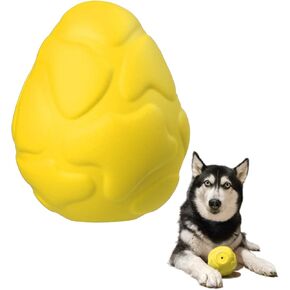 ألعاب متينة Dino Egg Dog Muys للمضغات العدوانية: مطاط طويل الأمد ، مطاط طبيعي ، متعة صاخبة ، أصفر