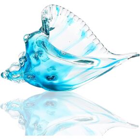 Blown Glass Conch Shell Statues Ocean Art Sea Decor Crystal Seashell, Glass Conch Ocean Gifts for Women Mom Friends for Annversary Birthday Christmas