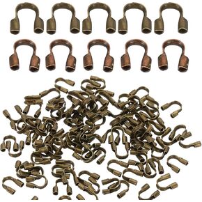 PATIKIL 0.7mm Hole Wire Guard Thread Protector Set, 200Pcs Alloy U Shape Loop for Jewelry Making Necklace Bracelet Earring DIY Crafts Accessories, Bronze, Red Copper Color