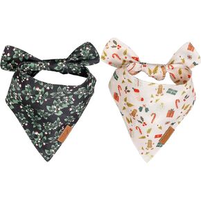 REMY+Roo Dog Bandanas - 2 Pack | مجموعة الكلب الكلب دائمة الخضرة | نسيج متين قسط | حاصل على براءة اختراع عصابات للكلاب | ملاءمة قابلة للتعديل | أحجام متعددة مقدمة