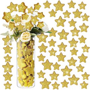 60 Pcs Glitter Foam Vase Fillers Table Decor Floating Glitter Foam Filler Ornaments Candle Centerpieces for Table Wedding Christmas Table Scatter, 3 Size(Classic,Gold)