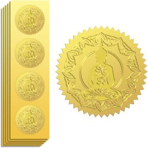 ختم ملصق الذهب رقائق الذهب الورود المنقوشة 2 بوصة 100pcs ، واللصق الذاتي الذهبي حول شارات النقش للحصول