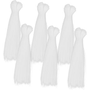 Lurrose 6pcs دمية شعر DIY أبيض شعر شعر مستعار صنع دمية شعر مستعار مستقيم لاستلوازات DIY واللوازم الفنية