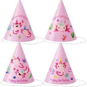 16 Pcs Axolotles Party Favors Axolotles Theme Party Hat For Birthday Centerpiece Decorations Supplies