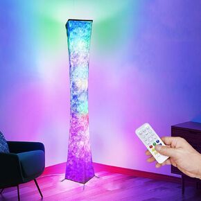 مصباح أرضي ، RGB اللون تغيير المصباح الذكي LED ، مزامنة الموسيقى ، التحكم عن بُعد ، مصباح قائم بذاته 62 '' لغرفة غرفة نوم غرفة المعيشة