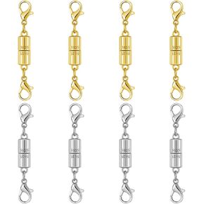 Magnetic Jewelry Clasps, 925 Sterling Silver, Strong Magnetic Closures for Necklaces and Bracelets (4pcs Golden)