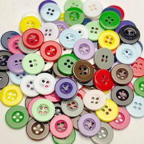 Libiline 100pcs مزيج الكثير من الراتنجات الصلبة 4 ثقوب Craft Craft Sewing بالجملة (Multi-Color ، 5/8 "(15mm))