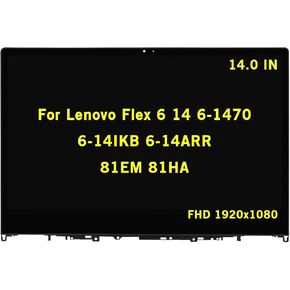 14" Replacement N140HCA-EAC for Lenovo Flex 6 14 6-1470 6-14IKB 6-14ARR 81EM 81HA FullHD 1920x1080 IPS LCD Display Touch Screen Assembly Digitizer Bezel with Touch Controller Board