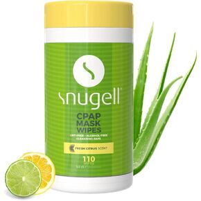Snugell Unscented CPAP Mask Wipes – 110 Count –100% Soft Cotton – Lint & Alcohol-Free – Skin-Safe Formula with Aloe Vera – Easy-to-Open Canister – Perfect for Cleaning CPAP Masks, Tubes, and Devices