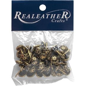 Realeather Furniture Tacks, 48/pk, Antique Brass