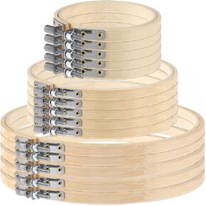 15Pcs Embroidery Hoops, 3/6/8 inch Small Embroidery Hoop Circle Cross Stitch Hoop Bamboo Wood Frame Circle Rings for Embroidery and Cross Stitch( 3 Sizes)