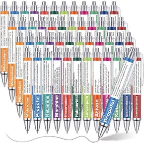 48 Pcs Pharmacy Pens Gifts for Nurse Pharmacist, Funny Drug Retractable Ballpoint Pens, Nurses Week Gifts Bulk, Nurse Medical Pens Pharmacy Tech Technician Graduation Gift Accessories for Women Men
