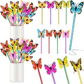Spakon 36 Pcs Flower and Butterfly Pens Bulk Ballpoint Pens Butterfly Office Writing Supplies Floral Party Writing Pen Gifts for Home Classroom Back to School Teacher Student