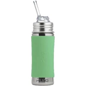 Pura Toddler Kid Straw Bottle - 11oz Stainless Steel, Plastic-Free, MadeSafe, Mint, Silicone Straw in Kuwait