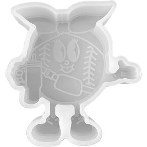 لعبة البيسبول Softball Sports Ball Girl التي تمسك بهلوان مع مقبض Boujee Car Freshie Silicone Mold 3.7x4x0.8 "AROMA BEADS CARDSTOCK