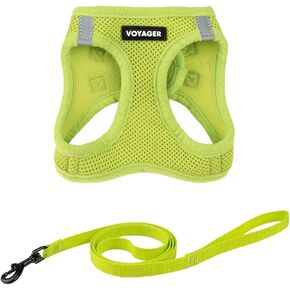 Voyager Step-in Air Cat Leash Harness Set - All Weather Mesh, Step in Vest Harness for Small and Large Cats by Best Pet Supplies - Lime Green, S (Chest 14-16")