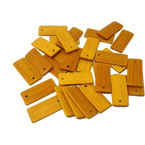 HONBAY 30PCS فارغة علامات مفاتيح خشبية قلادة Bamboo المستطيل علامات الاسم العلامات على سلسلة مفاتيح التسميات المعلقة للفنون الديكور المنزل
