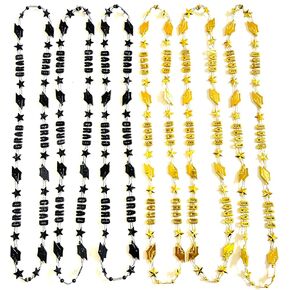 28 PCS حزب التخرج حبات القلادات السوداء الذهب الخريج على شكل هدايا الهدايا إمدادات التخرج حزب الخرز قلادات الزخرفة هدية