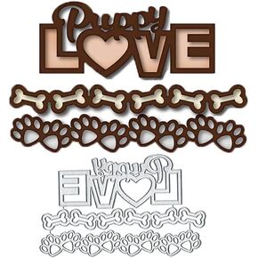 Pet Dog Puppy ، Love Love Metal Die Cuts Dice Dies ، Pet Dog Puppy Attprint Love Paper Cards قطع يموت قطع الإستنسل لتصنيع بطاقة DIY علامات كتاب زخرفية يموت سكرابوكينغ