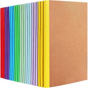 24 دفاتر تكوين الحزمة ، Bulk ، A5 Kraft Notebooks 60 صفحة ، صفحات مبطنة ، مجلات السفر مع قوس قزح العمود الفقري ، كمبيوتر محمول على نطاق واسع ، محكوم على المكاتب المدرسية ، 8.3 × 5.5 في ، 8 ألوان