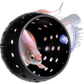 نفق Betta Aquarium ، مخبأ الأسماك مع كوب الشفط Betta بقعة سوداء الأسماك السوداء الروبيان كهف الخزان الزخارف للأسماك الصغيرة الروبيان روبيان الغابات المخبأ والراحة