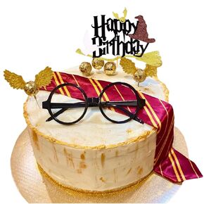 Wizard Party Decorations Set, 11 Pieces, Birthday Cake Toppers Party Decoration with Glasses, Tie, Wings, Balls, Confetti