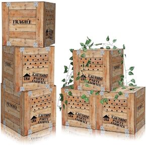 6 PCS Jungle Party Boxes 12 × 12 × 12 بوصة Safari Safari Safari صناديق الغابة الحفلات مربعات رسائل لالتقاط جنس الطفل الكشف عن لوازم عيد الميلاد الاستوائية حديقة حيوانات حديقة للحيوانات البرية