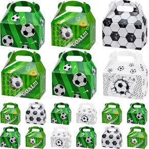 Animsco 24 PCS Soccer Party Treat Bags, Soccer Theme Birthday Boxes for Sports Theme Birthday Decorations, Football Party Supplies