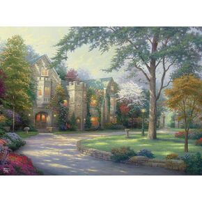 CEACO - SAPPHIRE SELECT - Thomas Kinkade - Beyond Summer Gate - 1000 قطعة Jigsaw Puzzle - تحدي وممتع - لوحة ألغاز أساسية زرقاء - مربع عرض للهدية - ملصق بالحجم الكامل المدرجة