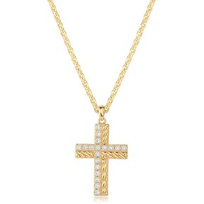 MTMY Gold Cross Necklace 14K Gold Plated Dainty Gold Cross Pendant Necklace for Women Delicate Necklace Jewelry Gifts