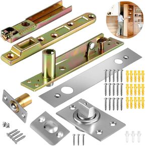 Door Pivot Hinges Heavy Duty Hinges for Max 300 lb Wood Doors ，Pivot Hinges for Hidden Door Bookcase,Secret Door,with Door Ball Catch Hardware